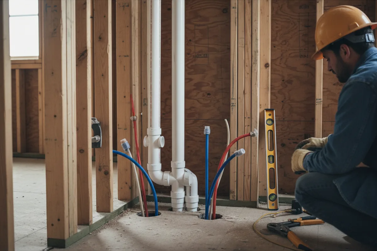 Drain and supply rough-in during Garbage Disposal Repair in Pleasant Valley